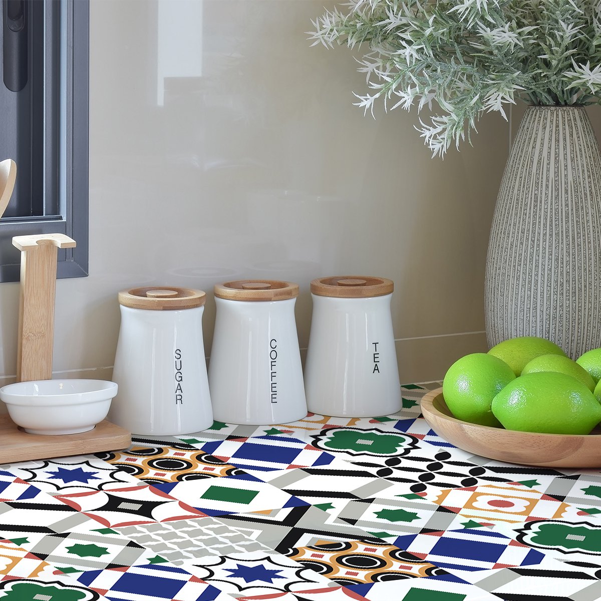 Ambiance Sticker Zelfklevende tegelmuurstickers voor keuken en badkamer - 24 JIMENO meubeltegelstickers - 24 stickers 10x10cm Multi color