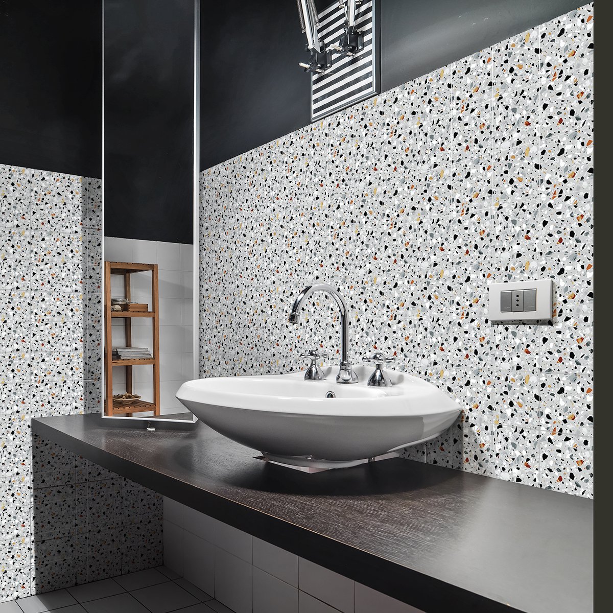 Ambiance Sticker Zelfklevende muurtegelstickers voor keuken en badkamer - 60 Castelsardo terrazzo tegelstickers - 60 stickers, 15x15cm Multi color
