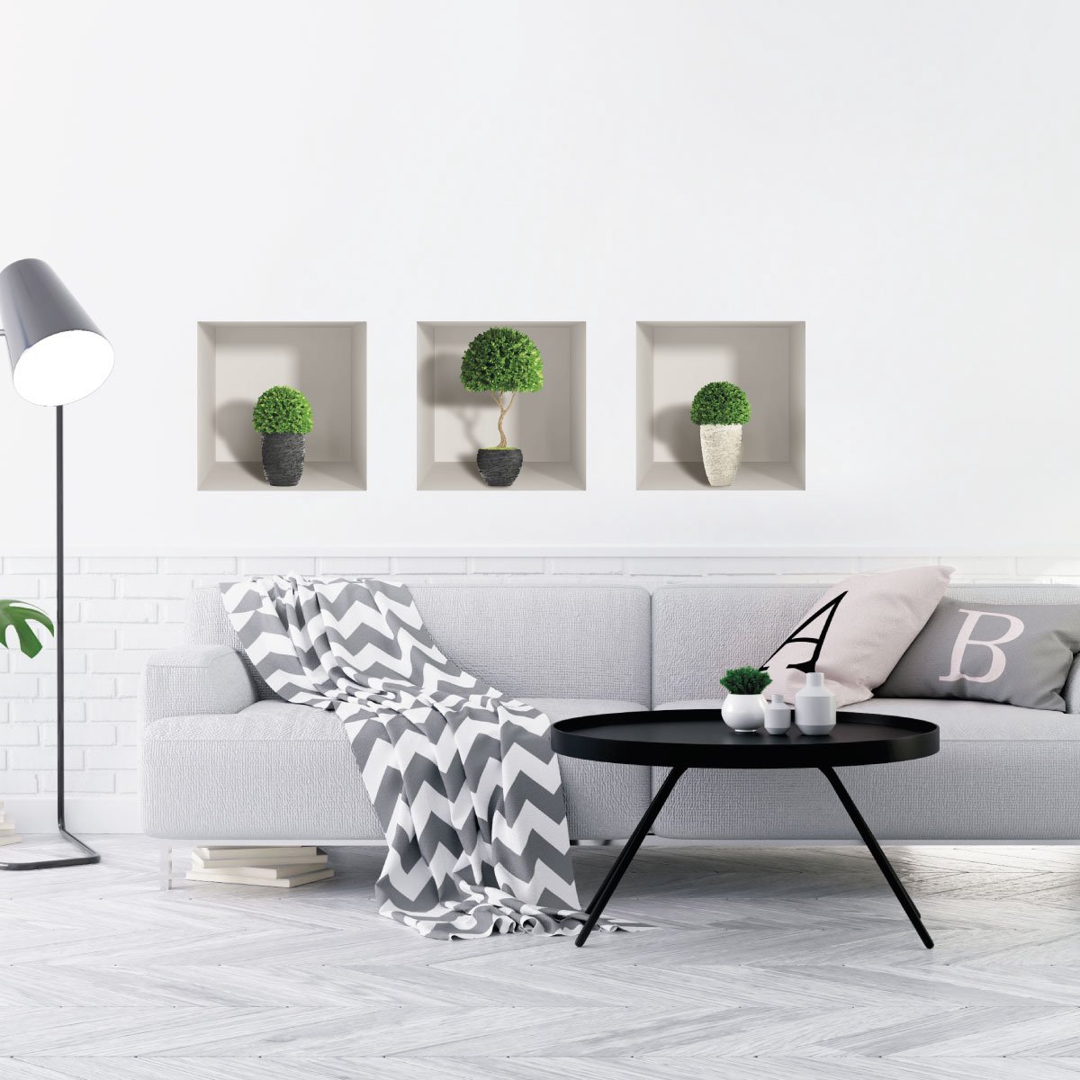 Ambiance Sticker 3D-effect plantenstickers, buxuspotten, 30 x 90 cm Multi color