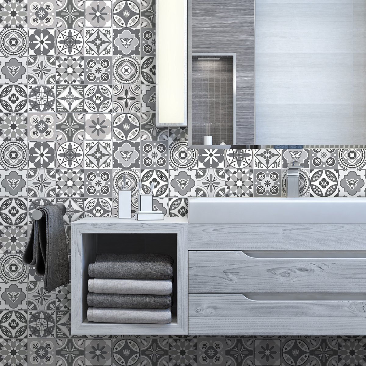 Ambiance Sticker Zelfklevende tegelmuurstickers voor keuken en badkamer - 24 Azulejos Arcangel cementtegelstickers - 24 stickers 20x20cm Multi color