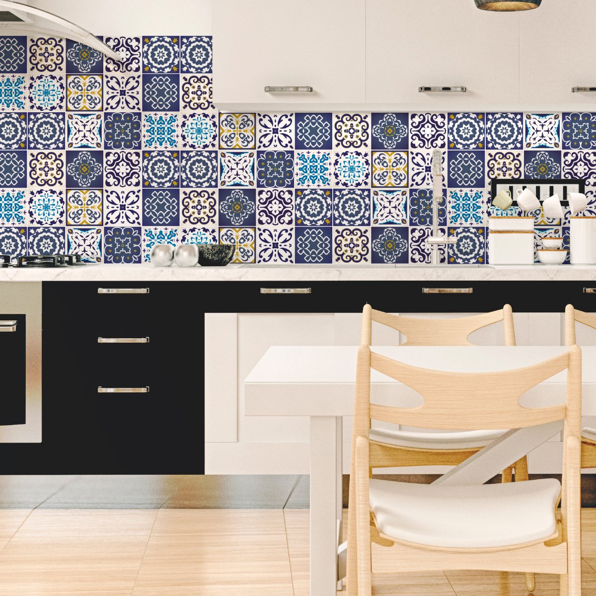Ambiance Sticker Zelfklevende tegelmuurstickers voor keuken en badkamer - 12 Azulejos Janeiro tegelstickers - 12 stickers 10x10cm Multi color