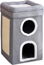 Rumy Katten Krabton - Kattenhuis met Krabpaal - Krabmeubel met 3 Verdiepingen - Krabton voor Katten - Kattenmeubel - Kattentoren 64x40x40cm