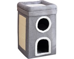 Rumy Katten Krabton - Kattenhuis met Krabpaal - Krabmeubel met 3 Verdiepingen - Krabton voor Katten - Kattenmeubel - Kattentoren 64x40x40cm