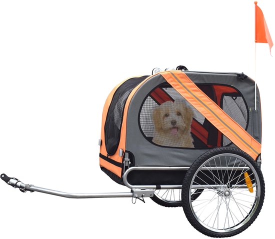 Duvo+ Fietskar Pet trailer 80x56,5x63cm Grijs Oranje van Duvo+ — afbeelding 5