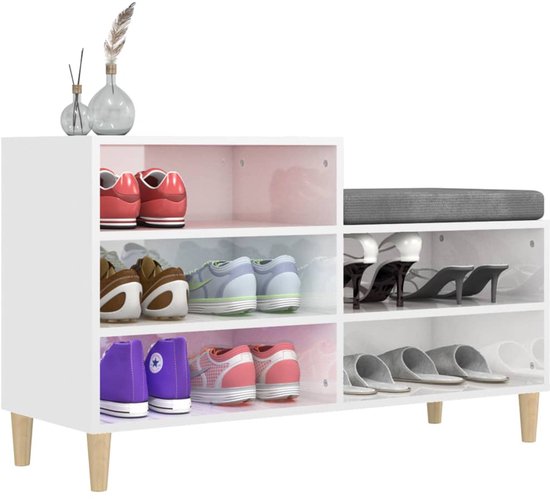 vidaXL Meuble à chaussures Wit brillant 102x36x60 cm Meuble à chaussures - Étagère à chaussures - Espace de rangement - Rangement pour vêtements - Décoration de salon - Meuble d'entrée - Armoires design - Type de bois - Wit