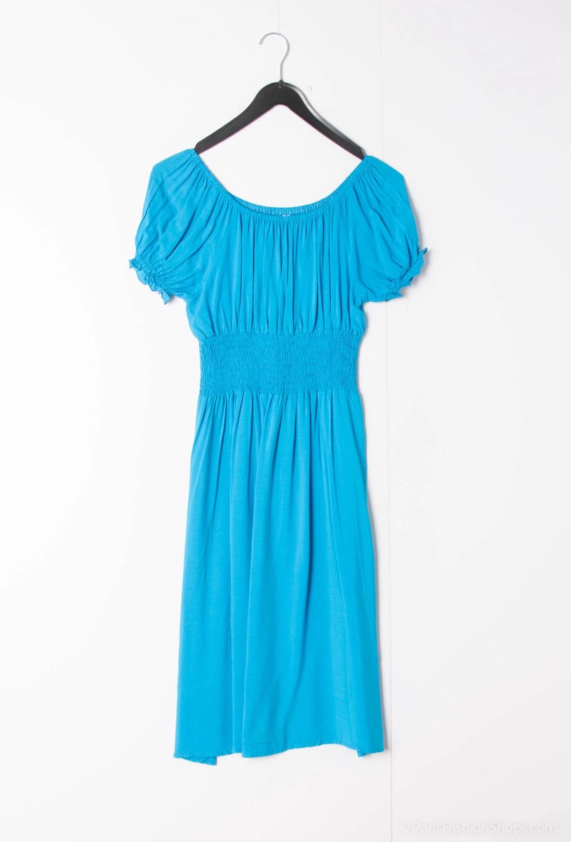 Dames jurk Nine effen turquoise blauw S strandjurk