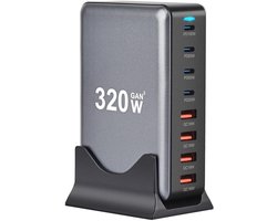 GaN3 320W – USB‑C – USB-A – Snellader – Desktop Oplader – 100W PD Fast Charging – Voor Laptop & Smartphone