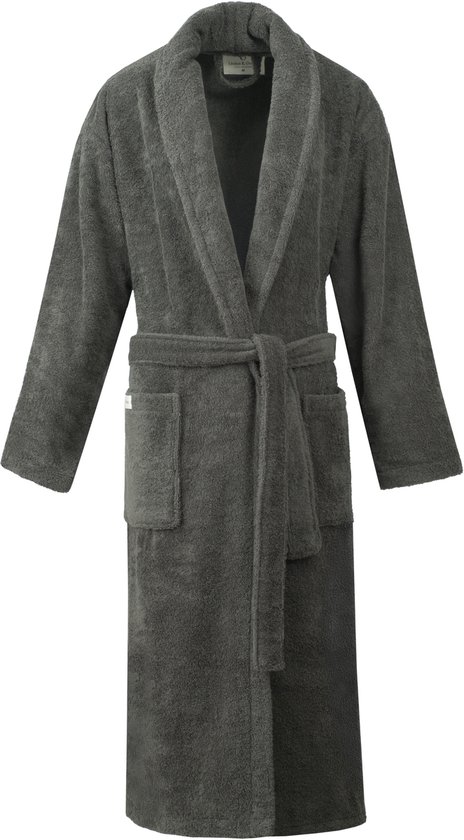 Linden&Green - Unisex Badjas - 100% Katoen Badjas - L - Antraciet - Katoen badstof - Sjaalkraag - Badjas dames - Badjas heren - Badjas dames en heren - L