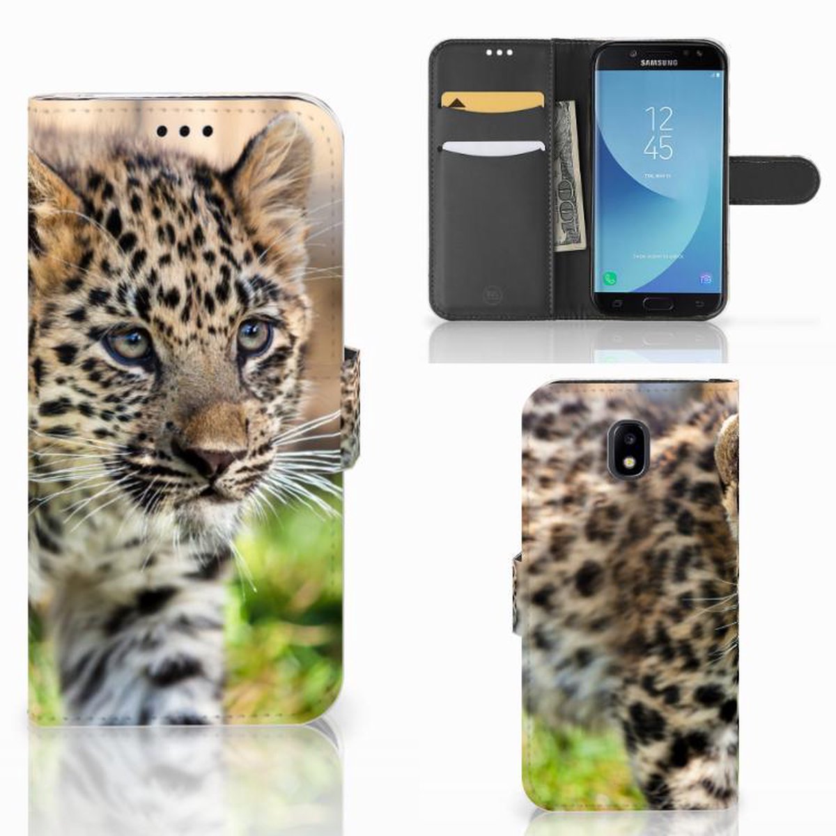 voor Samsung Galaxy A30 Telefoonhoesje met Pasjes Baby Luipaard