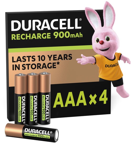 Duracell Oplaadbare AAA batterijen - 900 mAh NiMH - 4 stuks