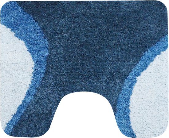 Dutch House Toiletmat Metz - WC Mat 60x50 - Blauw - Antislip - Toiletmat met uitsparing - Badkamer Mat - WC Mat - Snel Absorberend - Snel Drogende Toiletmat