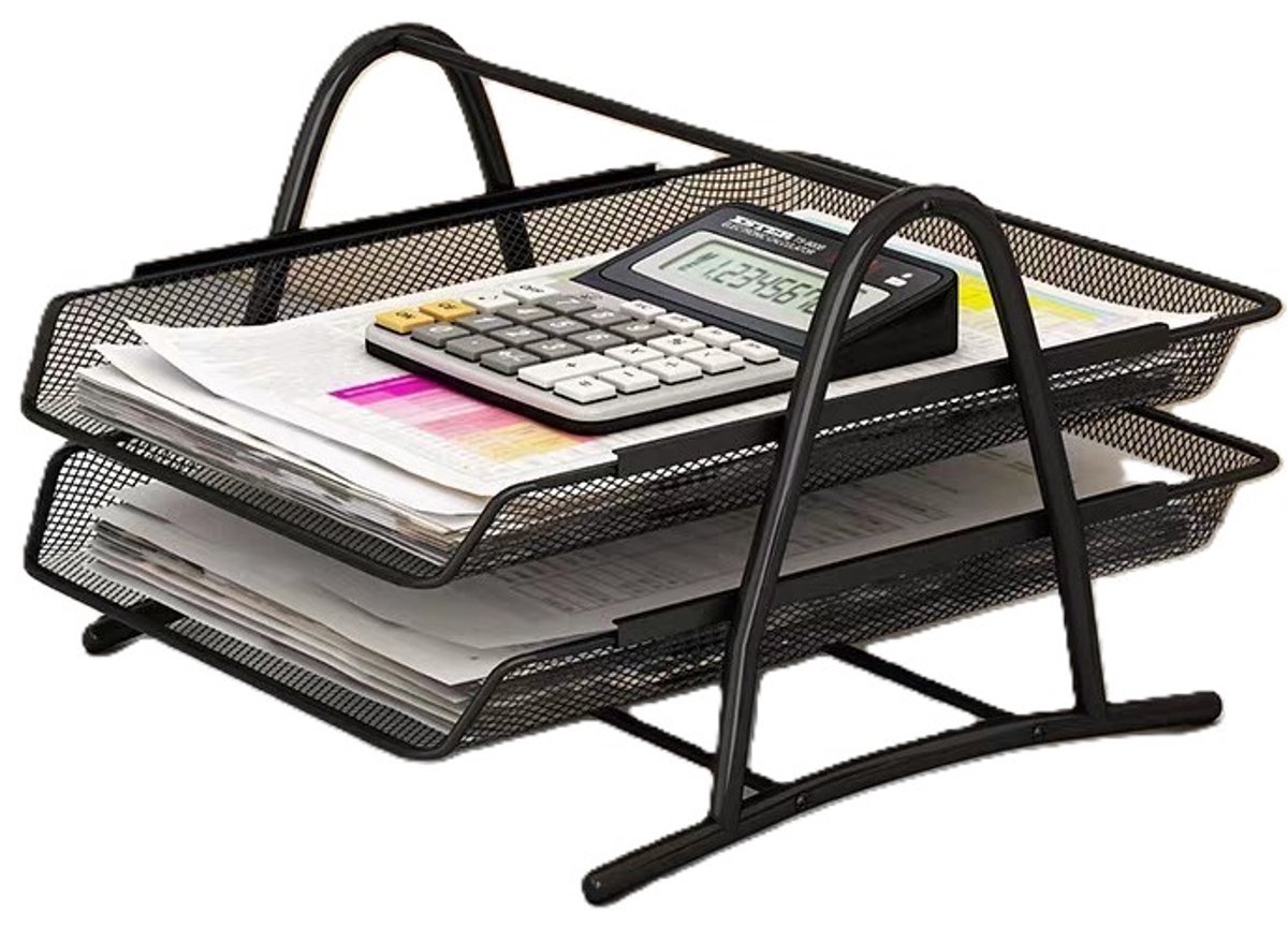 Ceruzo Brievenbak 2 Vakken - 2 uitschuifbare Lagen - Postbak -Documentenhouder- Bureau Organizer -Metaal-A4