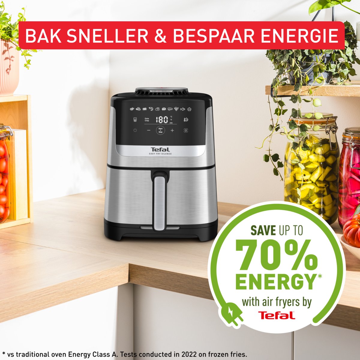 Afbeelding 3 van Tefal Easy Fry Silence Deluxe EY552D - Stille Airfryer - 5L - XL Formaat - Stil - Voor 6 Personen