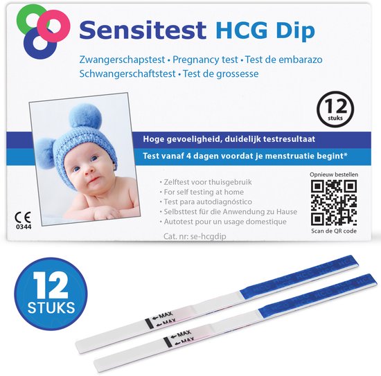 Sensitest Zwangerschapstest Dipstick Extra Vroeg 4 dagen eerder - 12 stuks - Binnen 1 dag in Huis