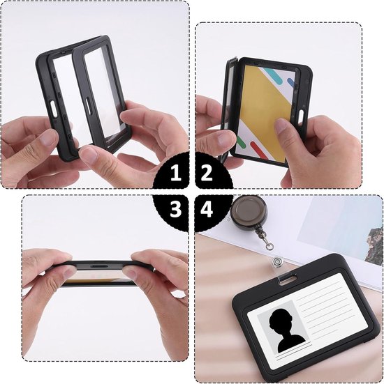 Porte-badge transparent avec fermeture rétractable pour carte de crédit (lot de 3)