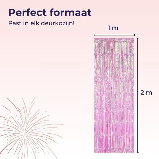 Roze glittergordijn, 1x2 meter, 'Perfect formaat Past in elk deurkozijn!'
