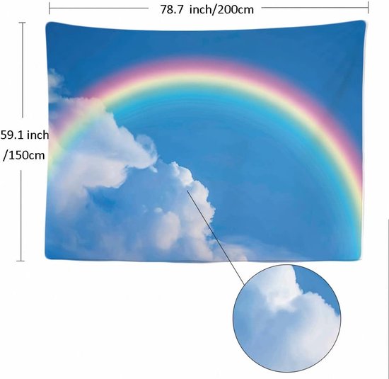 Ulticool - Décoration de chambre d'enfant arc-en-ciel - Tenture murale - 200x150 cm - Groot tapisserie - Affiche