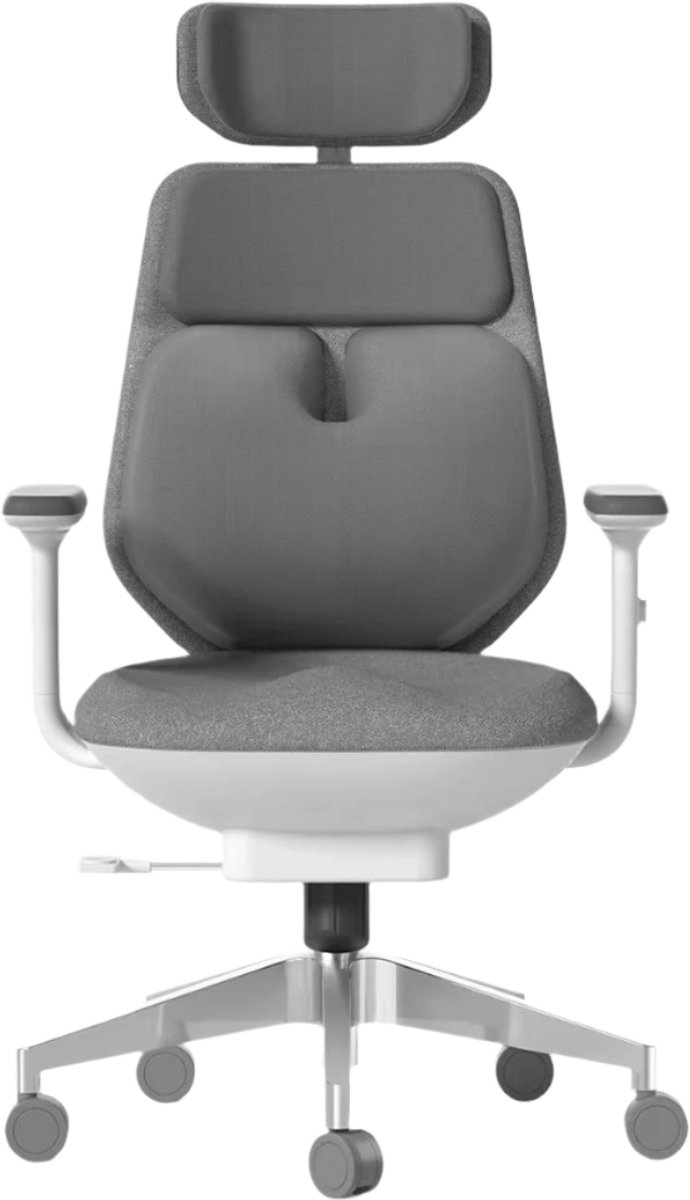 Ergonomische bureau stoel - dubbele airbag lende steun - lende verwarming - grijs met wit