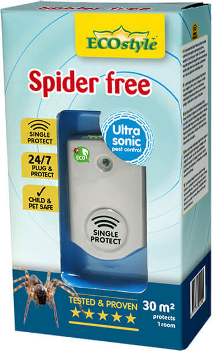 ECOstyle Spider Free 30 Tegen Spinnen - Ecologisch en Vriendelijk - Veilig voor Kinderen en Huisdieren - 24/7 Bescherming - 30 M² Bereik - Voor 1 Kamer