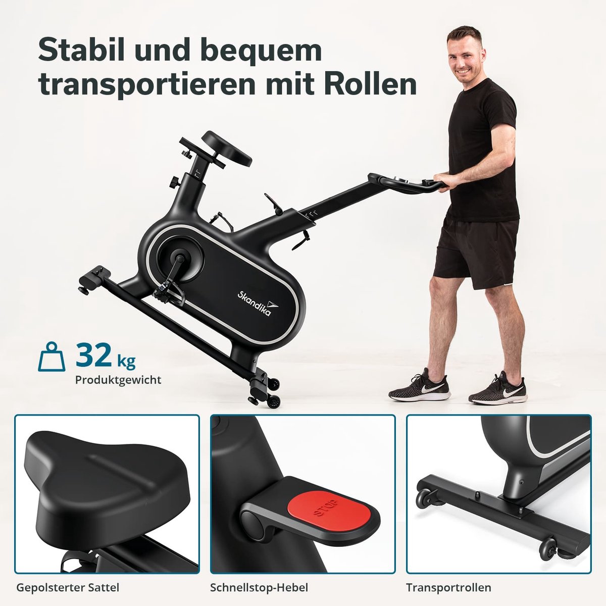 Skandika Cykling P12-H Hometrainer met 32 Weerstandsniveaus - afbeelding 3