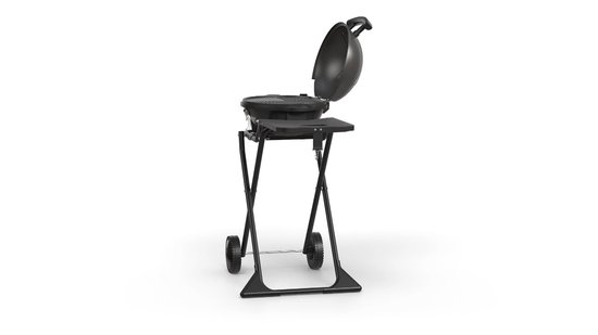 KitchenBrothers Elektrische BBQ - Opvouwbaar - Barbecue met Wielen - Anti-aanbaklaag - Zijtafel - tot 250°C - 2400W - Zwart