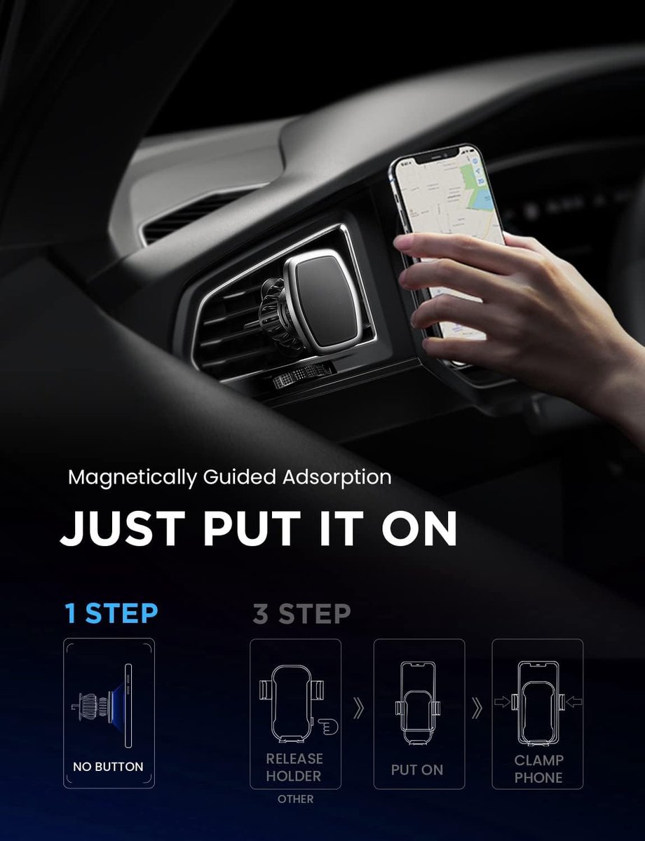 Magnetische Telefoonhouder Auto Ventilatie - Sterke Magneet - Offroad & Drempel Proof - Haakclip Beschermt Ventilatierooster - Mobiel Houder - Autohouder - Auto Accessoires - 2 Stuks – foto 3