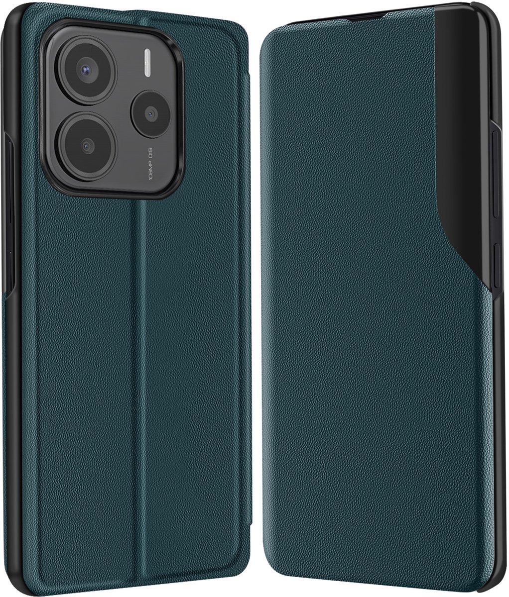 Avizar Hoesje Geschikt voor Xiaomi Redmi Note 14 5G Clapet Video Houder, Donkergroen