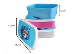 Broodtrommel Wit - Lunchbox Vrouw - Bloem - Blauw - Modern - Bril - Portret - Brooddoos 18x12x6 cm - Brood lunch box - Broodtrommels voor kinderen en volwassenen