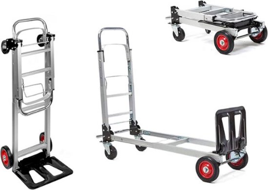 COSTWAY 2-in-1 trapsteekwagen met ladder, steekwagen trapklimmer