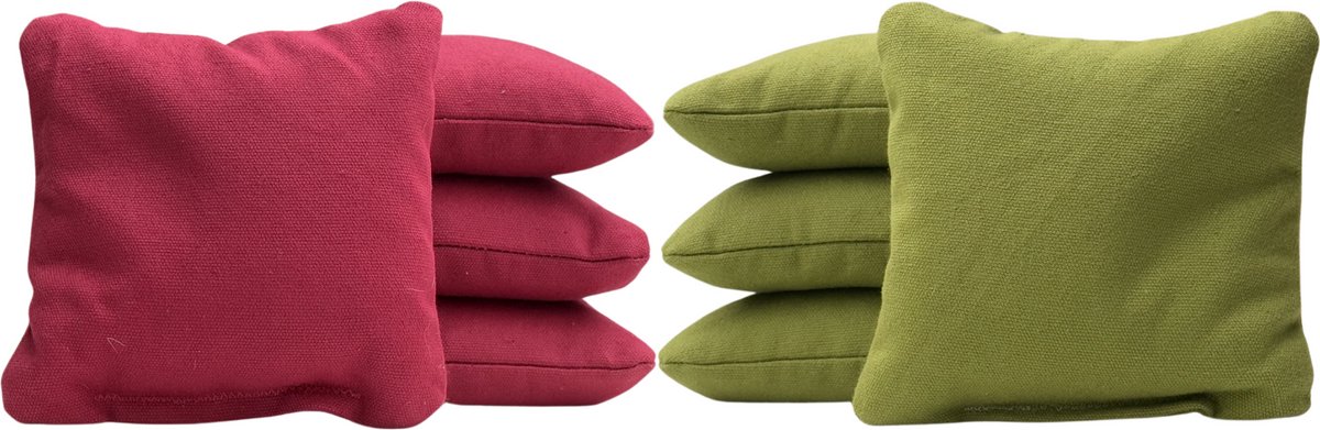 Cornhole zakjes - Pittenzakken - Bean bags - Afgeronde hoeken - Officiële maat - Stevig & duurzaam - 32 kleurencombinaties - Bordeaux rood/Olijf groen - 8 stuks