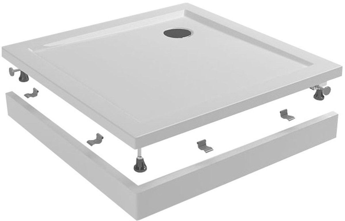 Opbouw Douchebak Vierkant 90 x 90 cm - Compleet met Douchebak, Potenset, Voorzetpaneel en Sifon
