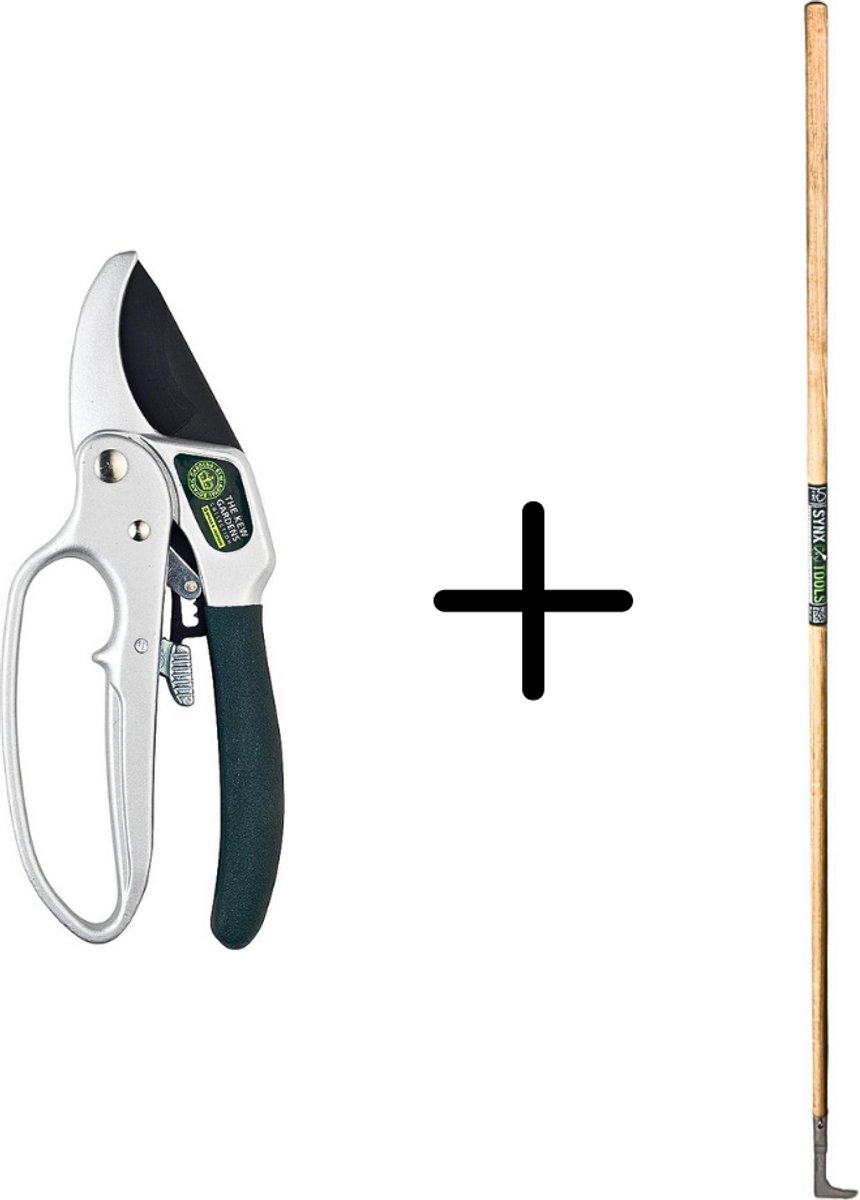 Synx Tools Voegenmes RVS + Spear & Jackson Ratchet Snoeischaar - met Vingerlus - Kew Gardens - Onkruidmes - Voegenkrabber met steel 150cm