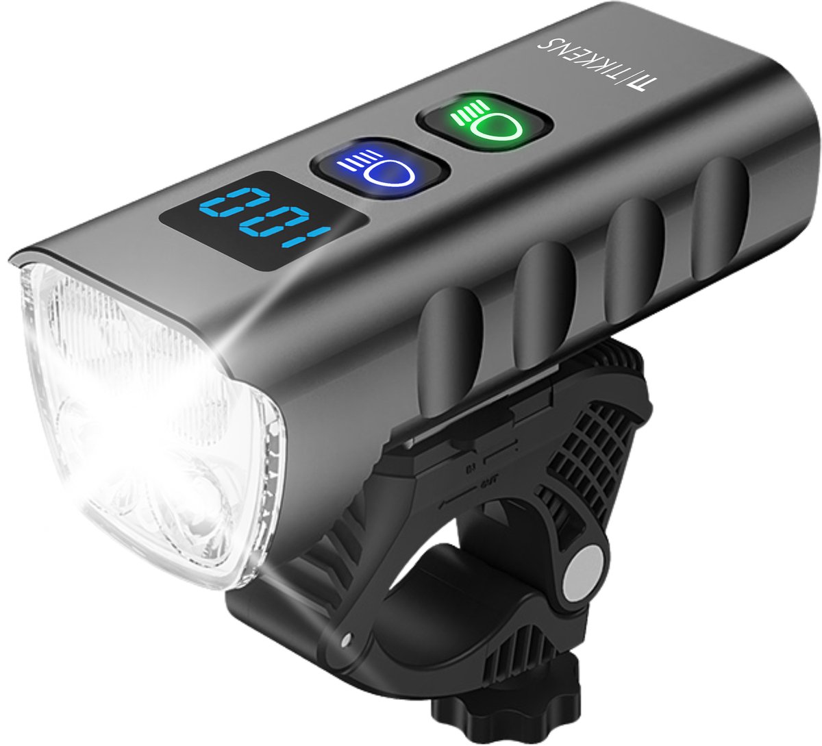Tikkens LED Fietsverlichting 1600 Lumen - Fietslamp USB Oplaadbaar - Fietsverlichting met Powerbank - Voorlicht MTB & Racefiets Verlichting - Waterdicht Fietslicht