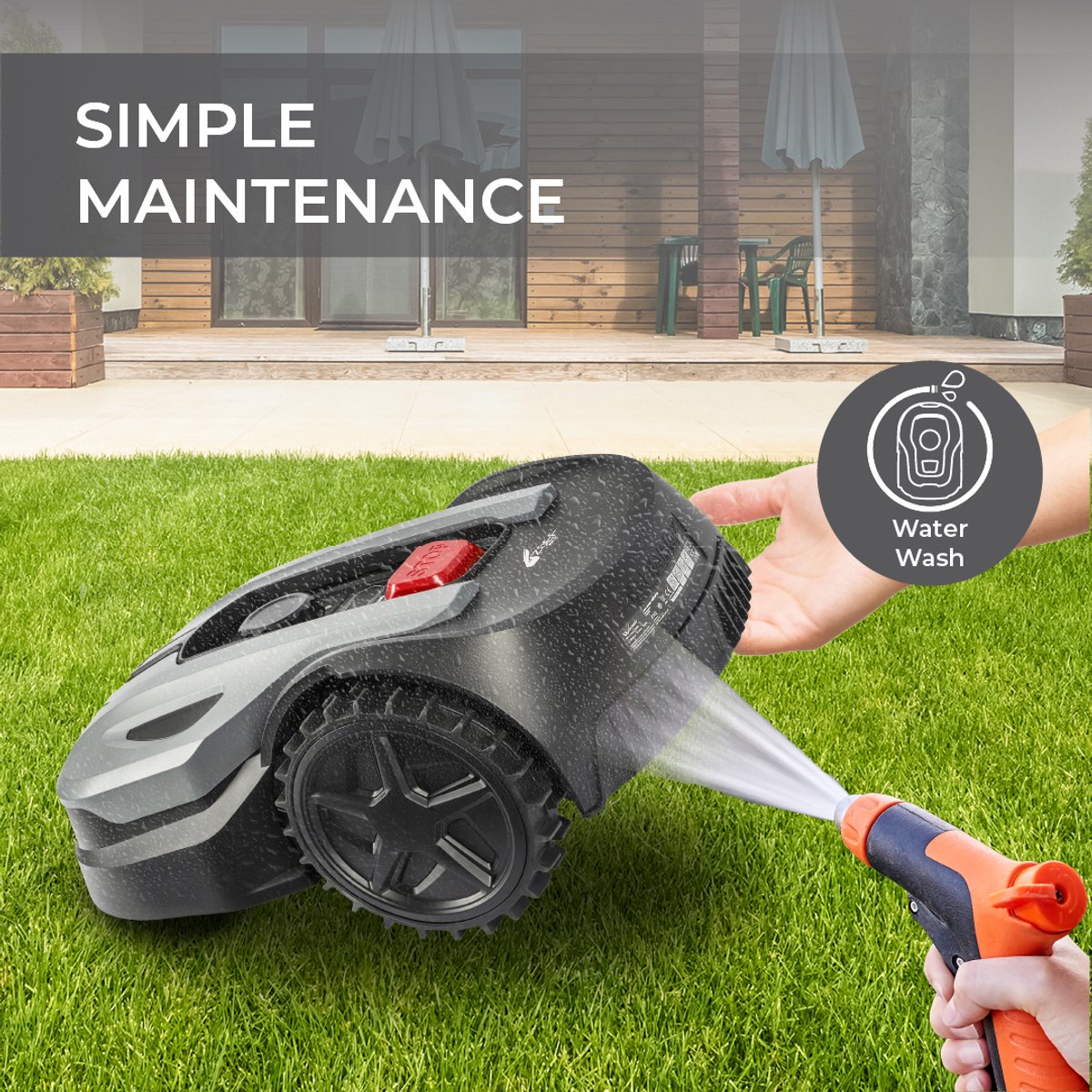 Afbeelding 3 van Zoef Robot Robotgrasmaaier Katrien met afdekkap tot 500m2 Met Wifi & Bluetooth App - robotmaaier - robot grasmaaier - robotmaaier met App - grasmaaier