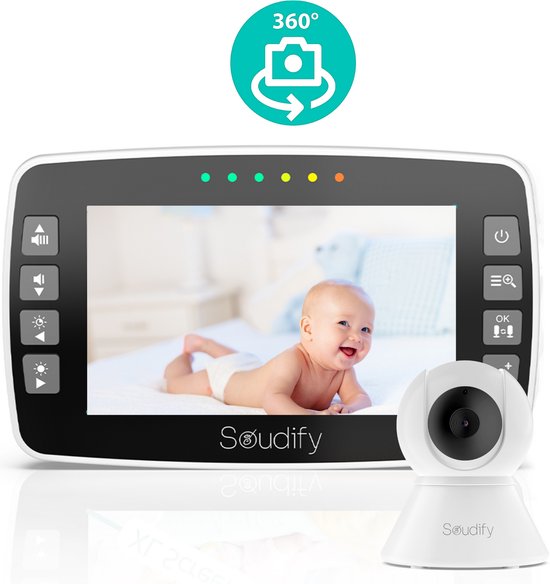 Soudify Babyfoon met Camera 360° Wit Nachtzicht & Zoom