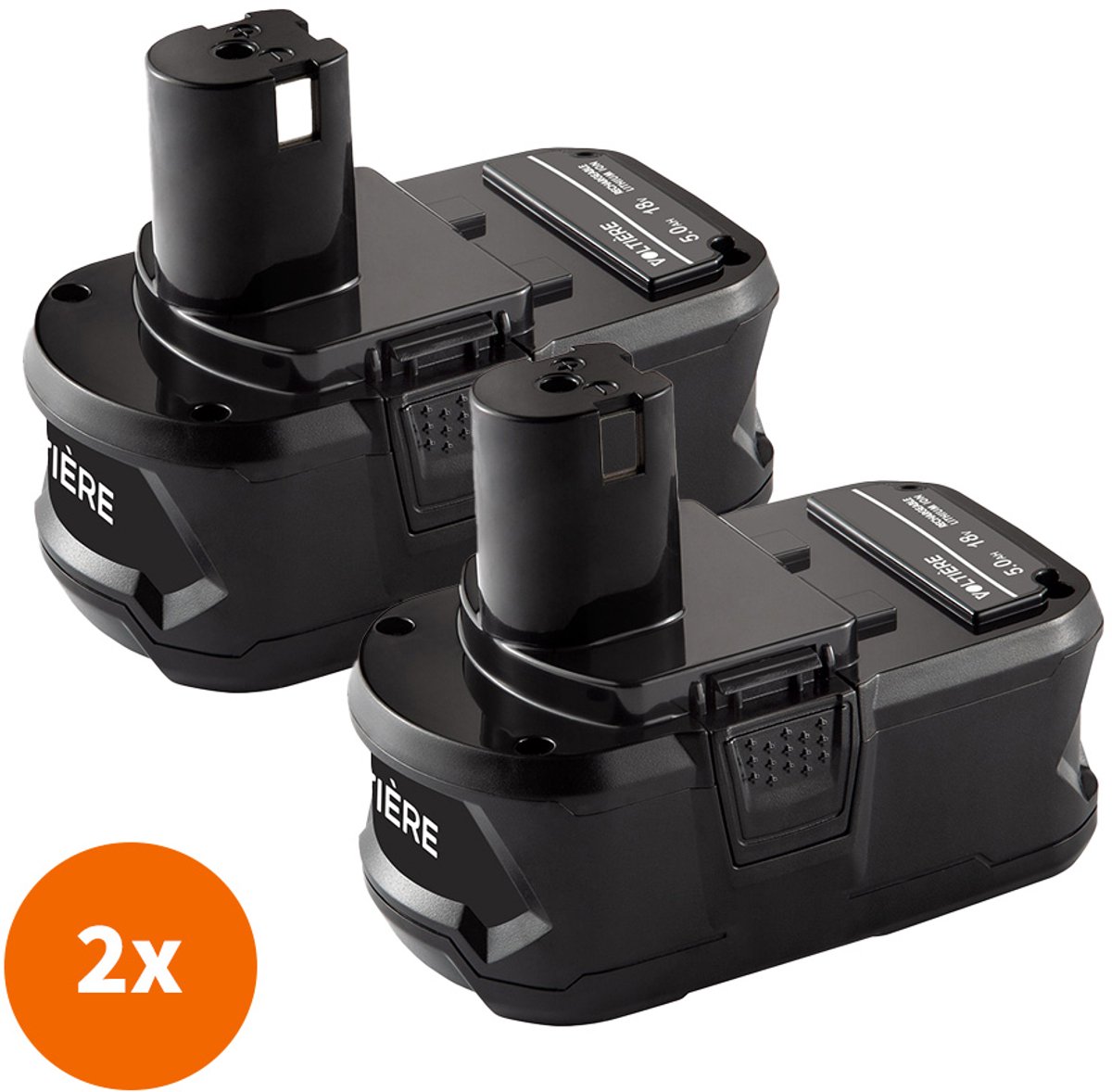 Voltière 2x Vervangende 5 ah Accu Geschikt voor 18v Ryobi Apparatuur - 5000 mAh Batterij met LED identificatie - RB18L50