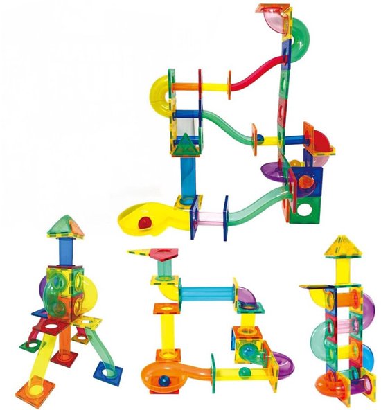 ApexArte® Magnetische Knikkerbaan - Kinderspeelgoed 1 jaar - Magnetic Tiles - Bouwspeelgoed - Multi Kleur