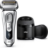 Braun Series 9 9390cc Elektrisch Scheerapparaat, Clean&Charge-station, Leren Etui, Zilver