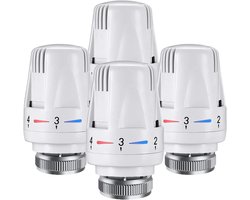 Thermostaatknop - 4 Stuks - Thermostaatkop M30 - Radiatorknop M30 - Wit (M30 x 1,5) - Radiatorthermostaatkraan - Radiatorthermostaatknop - Radiatorknoppen - Handwiel Radiatorknop - Radiatorknoppen Ouderwets - Plastic - Voor Thuis Kantoor Etc
