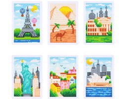 Minipaintings - 004 - set van 6 - Bezienswaardigheden - diamond painting - compleet pakket - Diamond painting by Wietske
