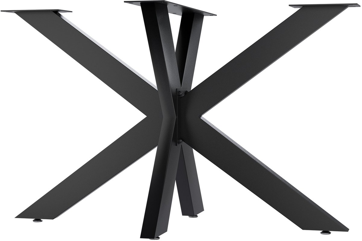 CLP Biloxi tafelpoten - metaal - voor doe-het-zelf - Hoogte 71 cm - Stervormig tafelframe van gepoedercoat staal - zwart 120x68 cm