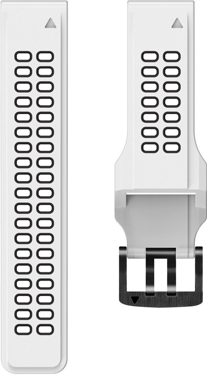 Stravo Zachte Siliconen Bandje met Dubbele Gesp - Garmin Fenix 5 (Plus)/Fenix 6 (Pro)/Fenix 7 (Pro-Sapphire-Solar)/Fenix 8-47mm/Fenix E-Garmin Epix (Pro) Gen 2-47mm - QuickFit 22mm Siliconen Horlogeband voor Garmin smartwatches - Wit thumbnail 3