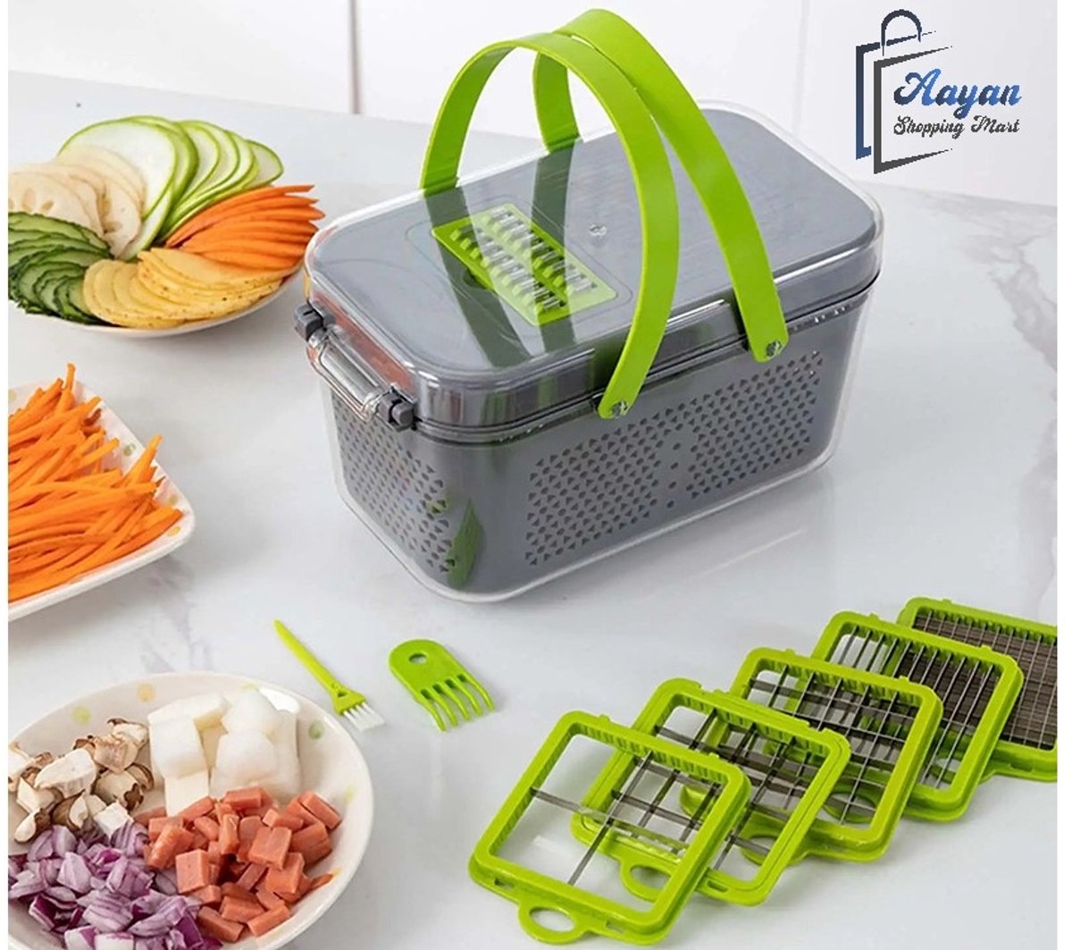 Mandoline - Multifunctionele Groentesnijder Met Opbergbox - Handmatig groentensnijder - 49830