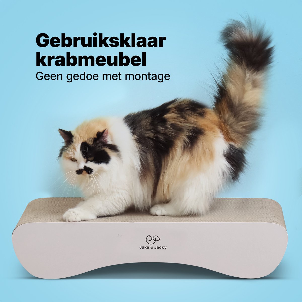 Jake and Jacky Krabkarton voor Katten 2 in 1 model - Krabpaal Karton - Krabplank - Krabmand - Krabmeubel - Kartonnen Krabmat - Kattenmand - Kattenbed - 71x24x21cm – foto 3