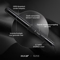 Zwarte Max Pro krultang van 32mm met tekst over keramische coating, snelle verwarming en digitale temperatuurregeling.