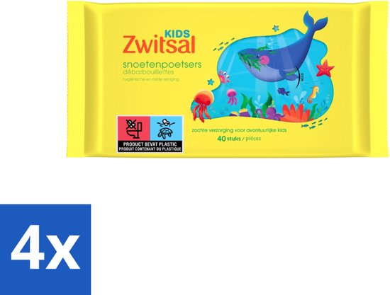 Zwitsal Kids - Snoetenpoetsers - Voor Handjes en Snoetjes - 40 Doekjes - Voordeelverpakking - 4 stuks