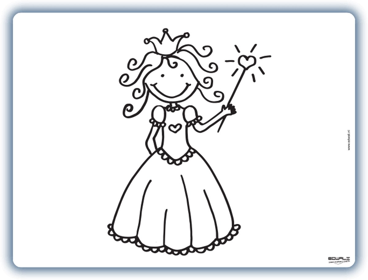 Placemat Princess - inkleurbaar en uitveegbaar - 30 x 40 cm