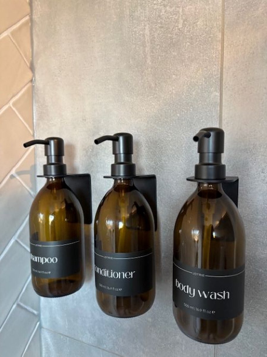 Hejo Glazen zeepdispenser voor wandmontage, 400 ml glazen zeepdispenser