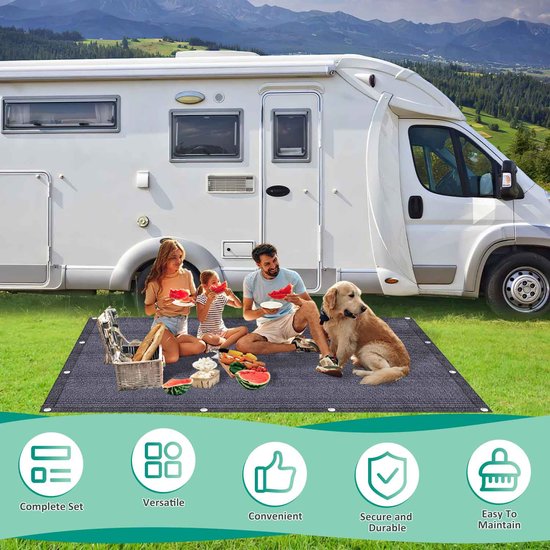 Voortent tapijt Antraciet campingtapijt Voortenttapijt - 250*400cm tent tapijt - Tenttapijt - HDPE Tapijt — afbeelding 4