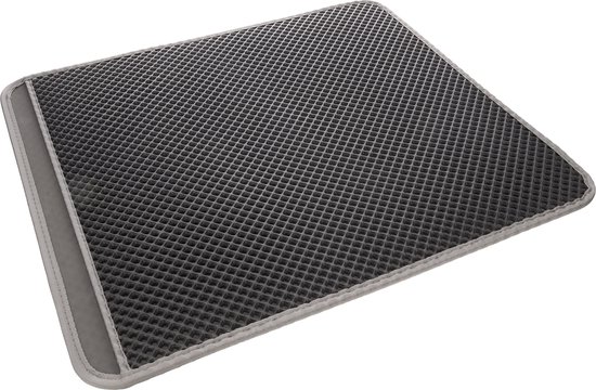 Tapis de litière pour chat Flamingo Grijs – 70 cm L x 60 cm l x 1,3 cm H, Design efficace mais élégant, Antidérapant, Imperméable, Facile à nettoyer